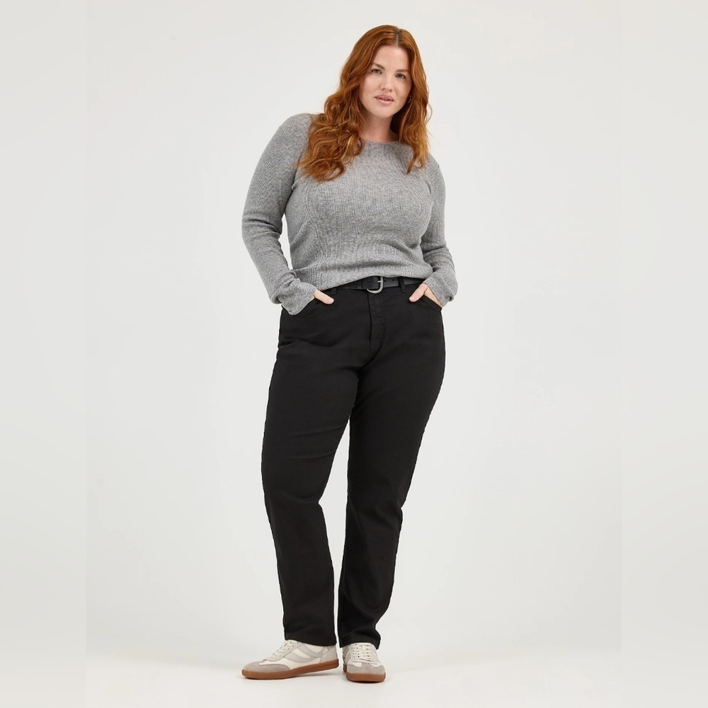 Lee Black Jeans Relaxed Fit Tapered Leg Side Elastic At Waist Women's 26W Long
